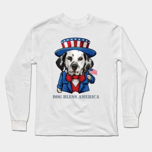 Dalmatian Dog Bless America Long Sleeve T-Shirt